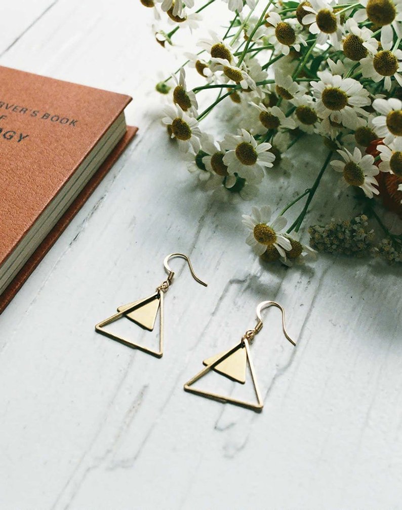 Mothers Day Gift Idea beautiful triangle earrings
