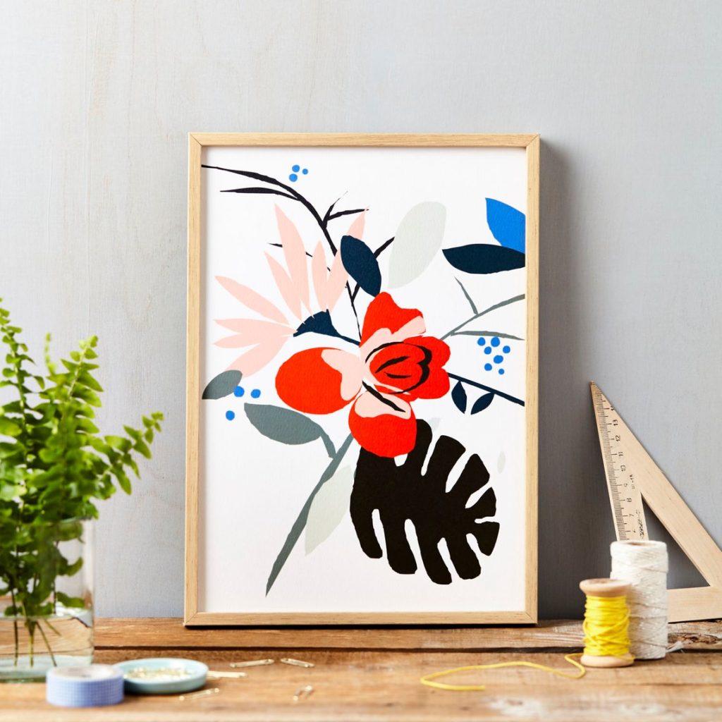 Mothers Day Gift idea - a red floral print artwork