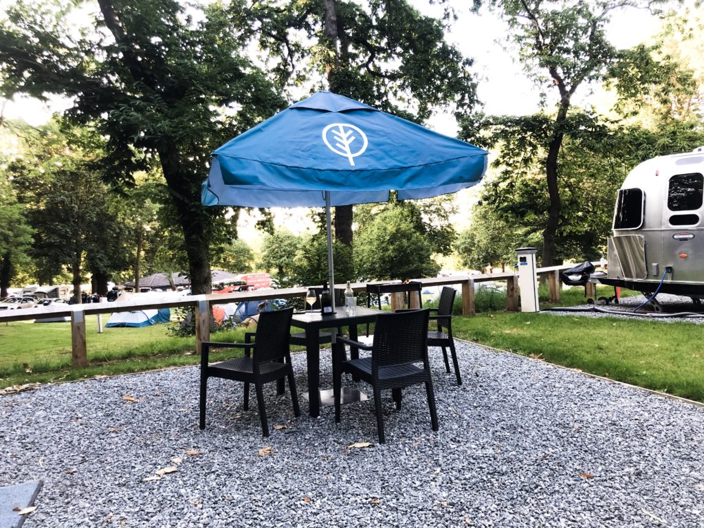 Outside dining Airstream caravan holiday