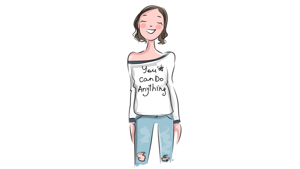 Comic graphic of mum with tshirt saying I can do anything
