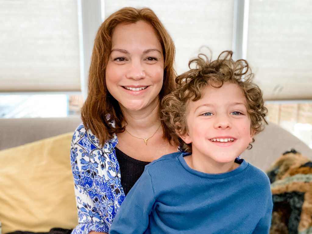 Mum with son having fun