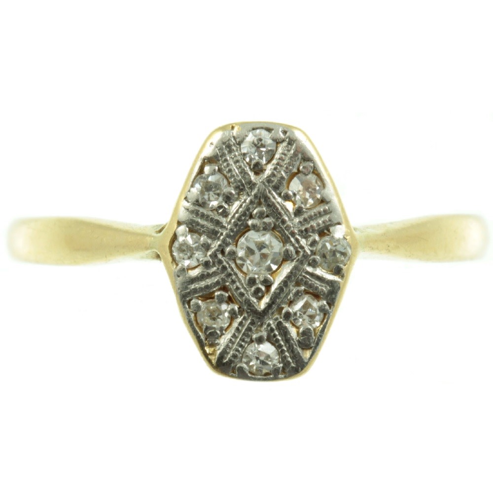Art-Deco Diamond Hexagon Ring