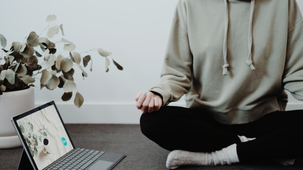 Meditate by a laptop