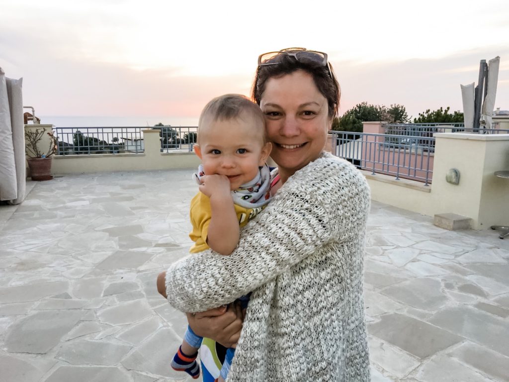 mother and baby on holiday at Aphrodite Hills Cyprus