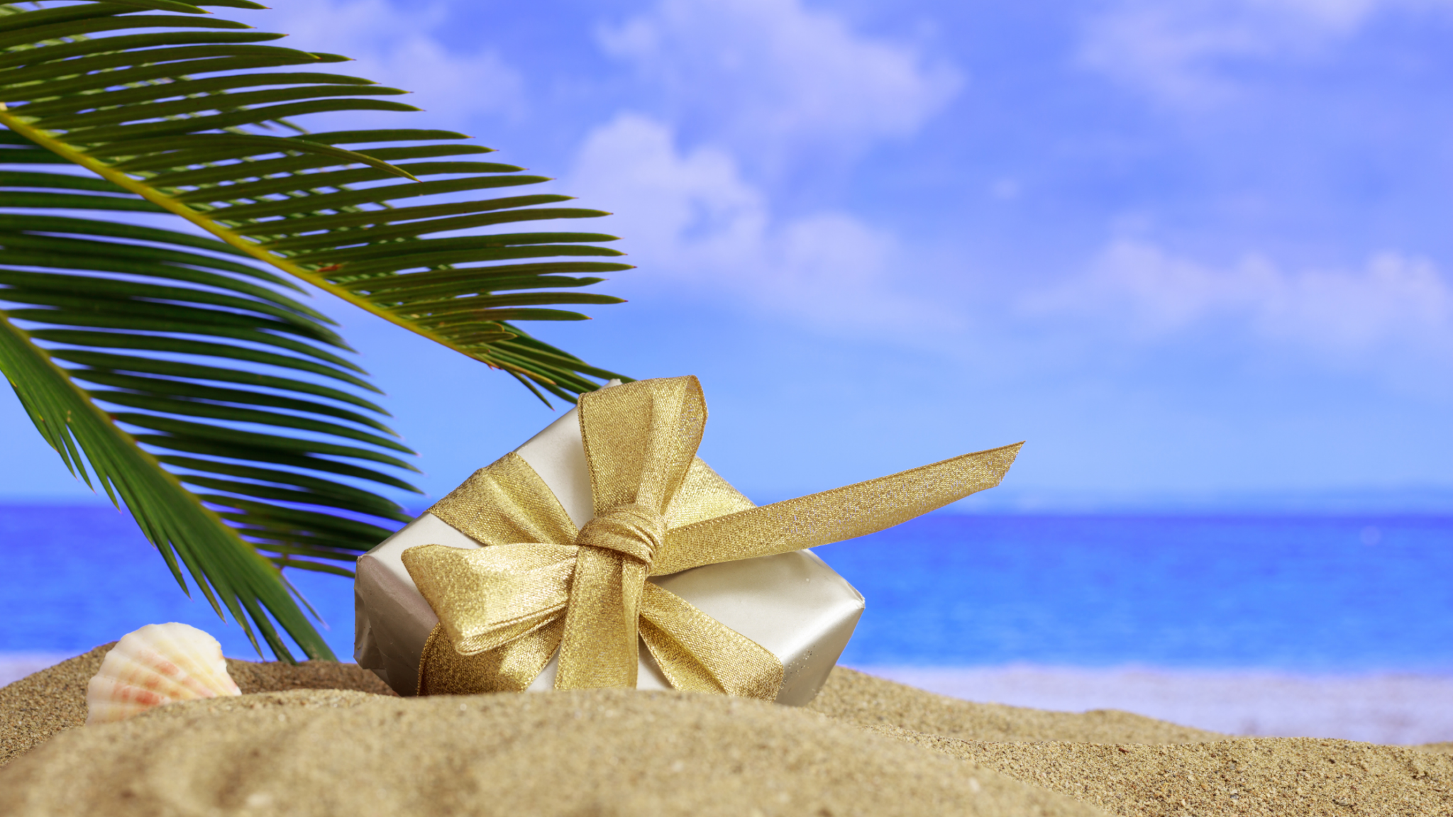 Christmas gift on the beach