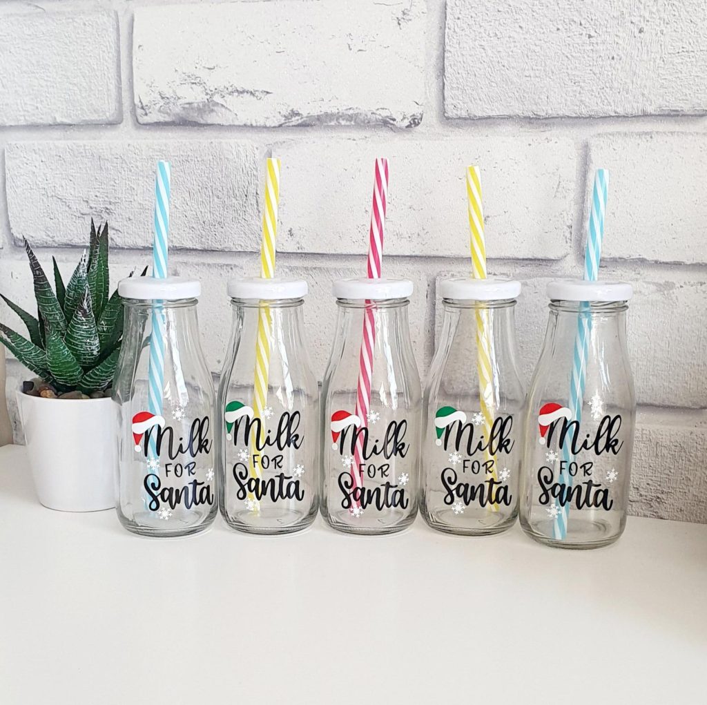 Santa's milk bottle from Etsy