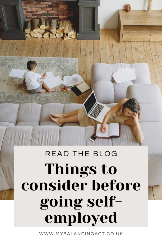 pin for blog post things to consider before going self-employed