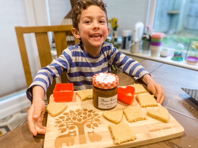 Boy with the shortcakes he's made