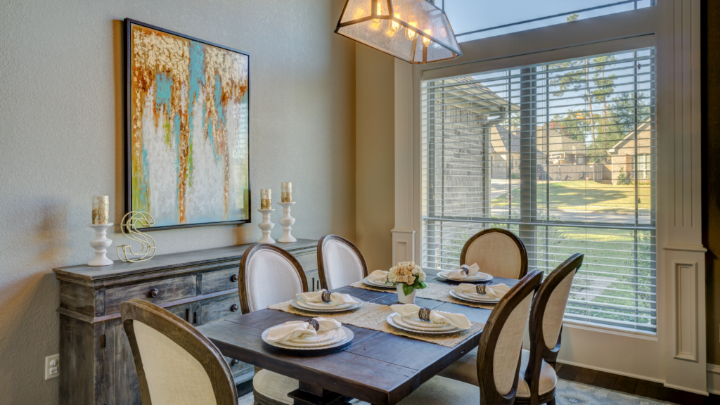 Dining room with wall art