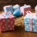 Easter gifts wrapped up with colourful egg