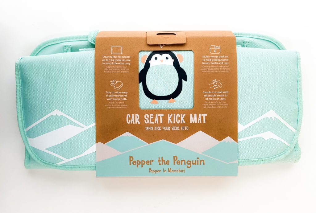 car seat kick mat with penguin character from Planet buddies