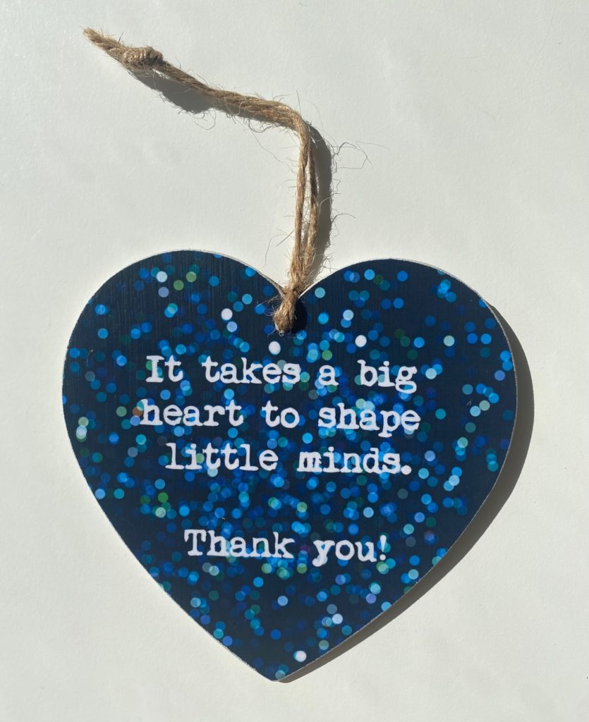 Teacher hanging thank you heart gift from etsy