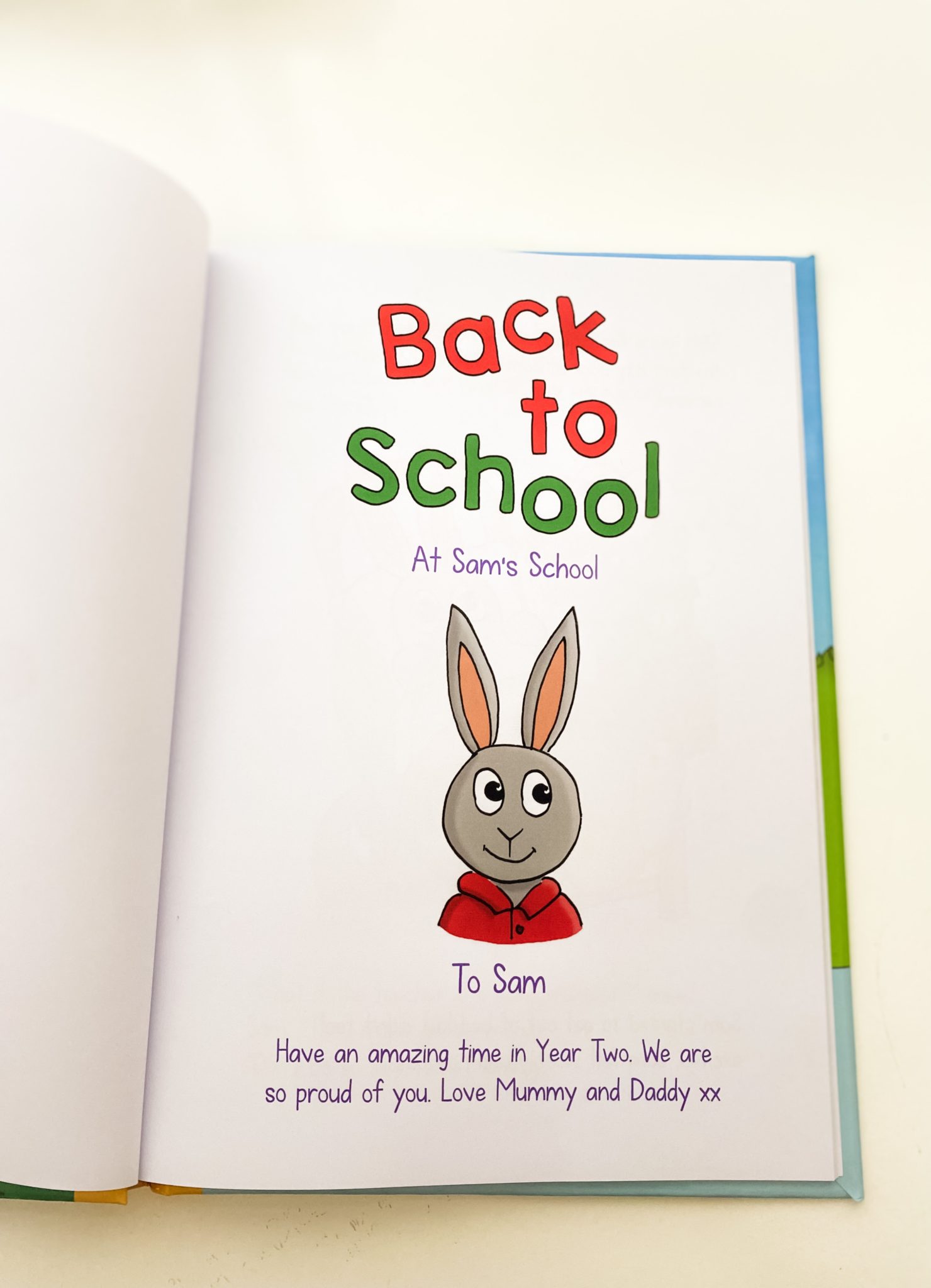 Back to Schoolbook with personalised message