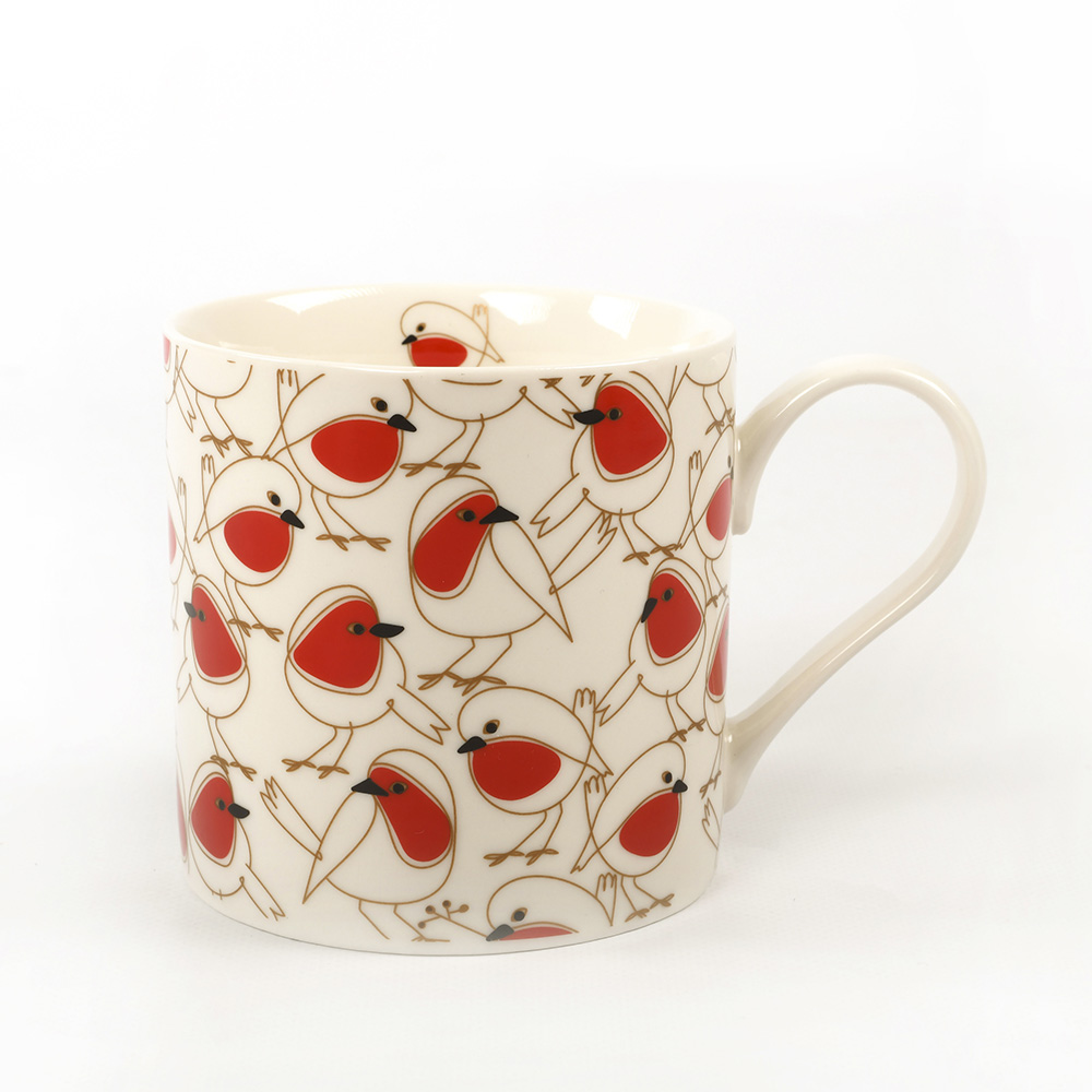 Christmas robin china mug