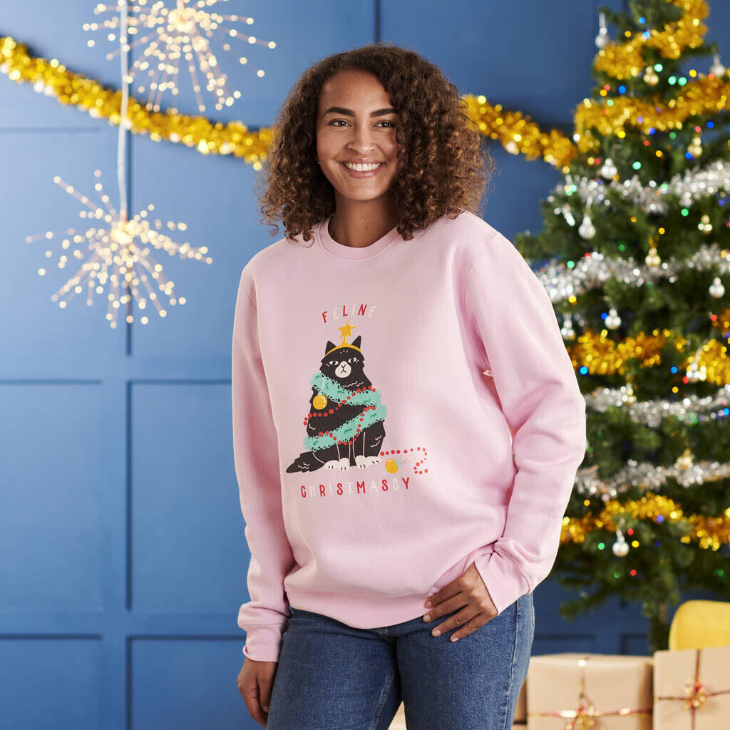 Organic cotton feline christmas jumper