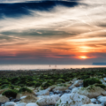 Seven Sisters from the beach at sun set