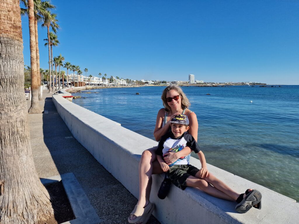 Mum and Son at Paphos harbour