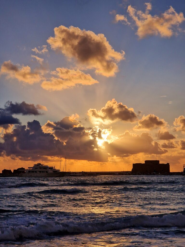 Paphos Castle at sunset