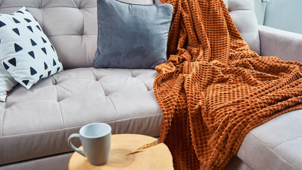 Throw blanket on sofa