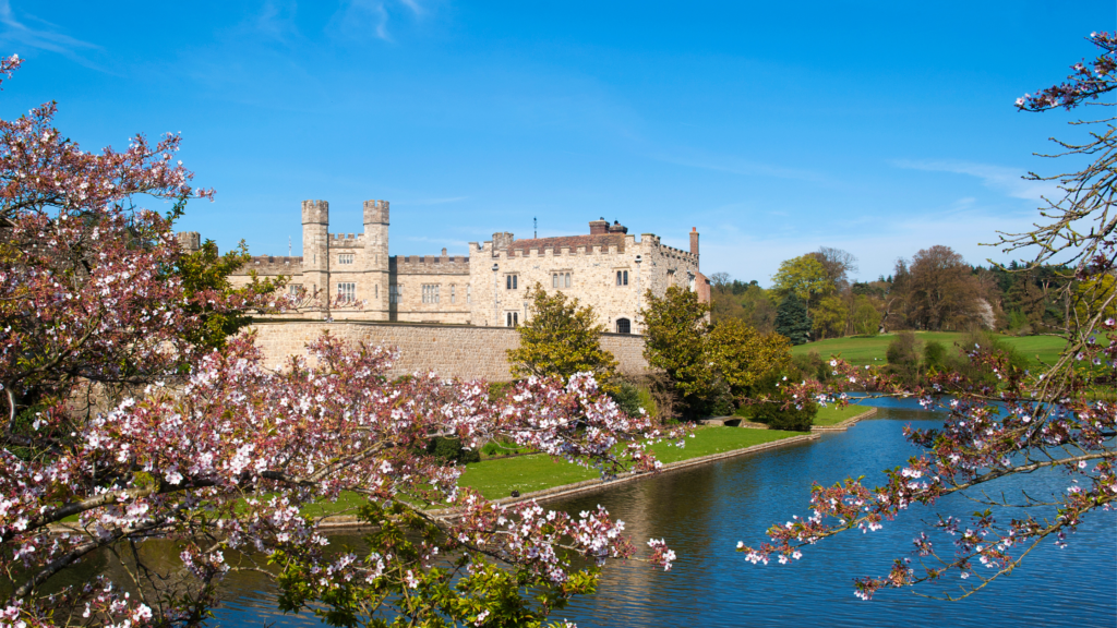 Leeds Castle with Spring blossom