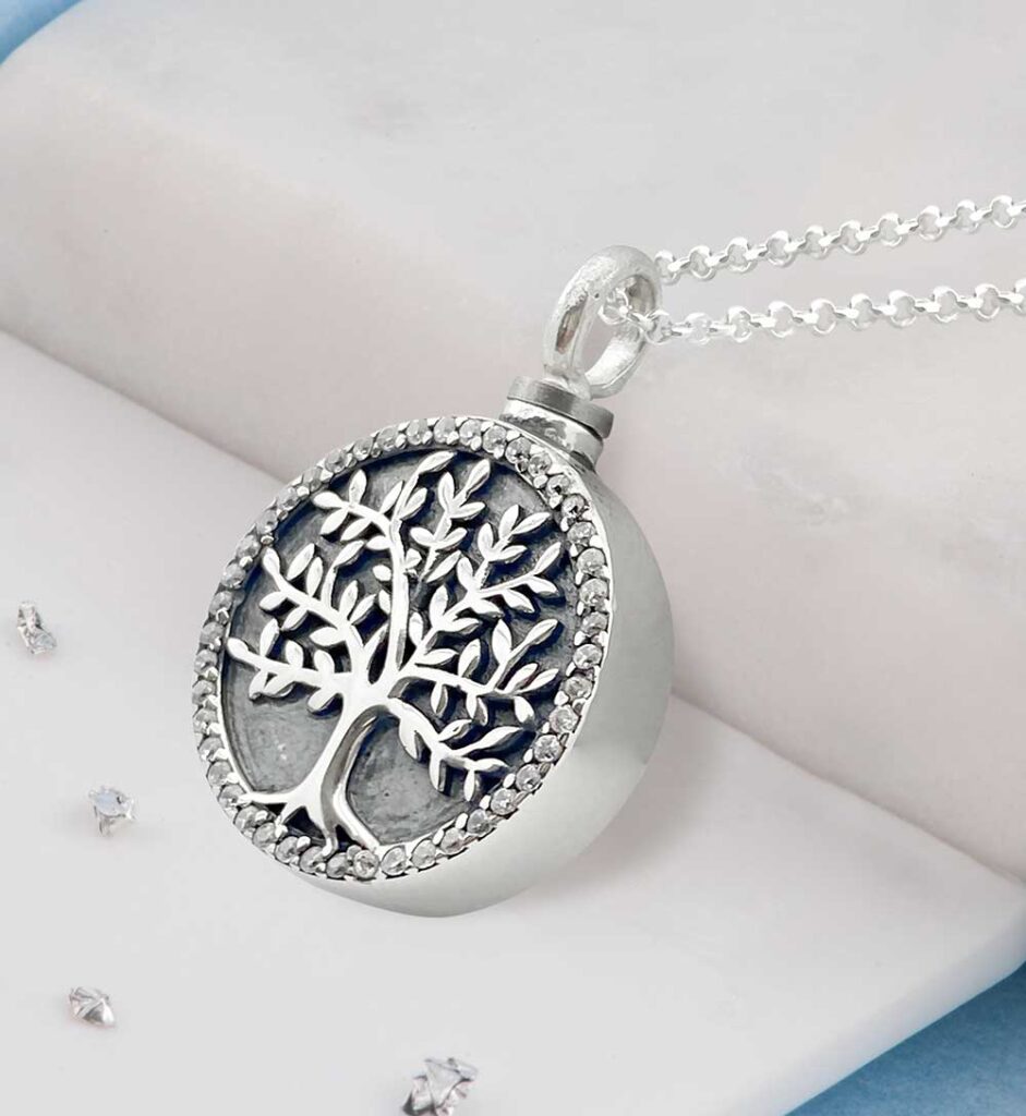 silver tree urn necklace
