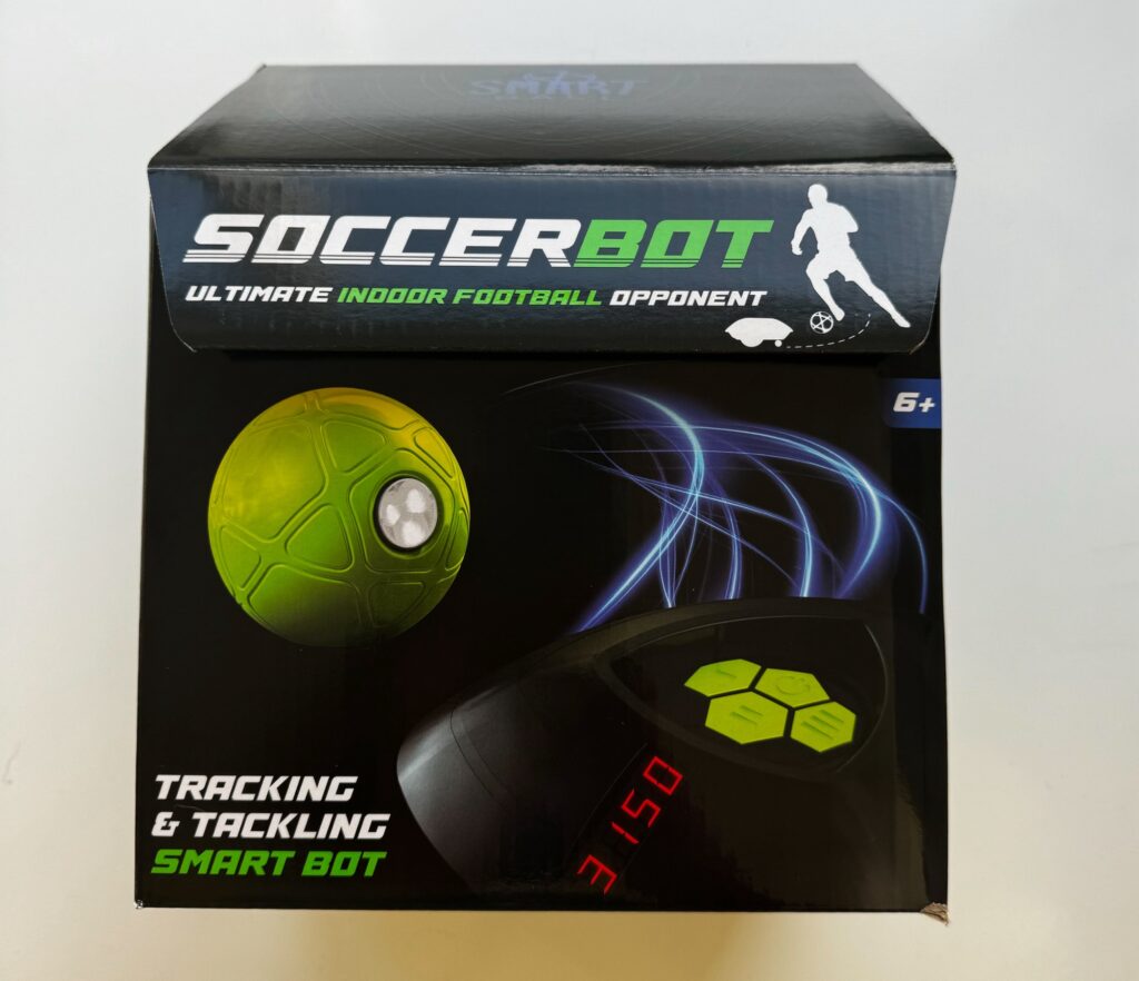 Smart ball soccer bot in packaging on the table