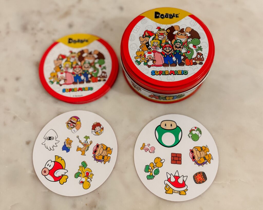 Mario Dobble game laid out on table