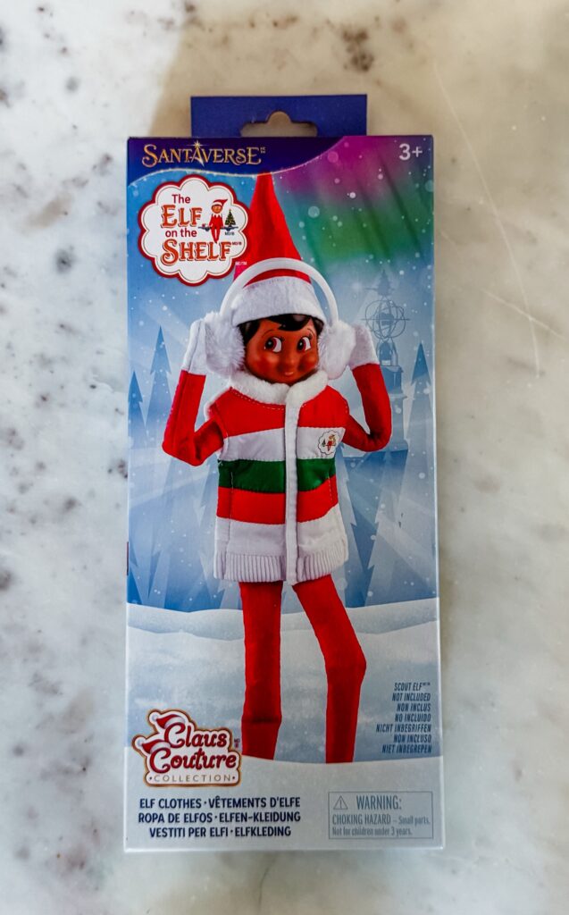 Elf on the Shelf Clothes: Elf-size puffer vest and White earmuffs