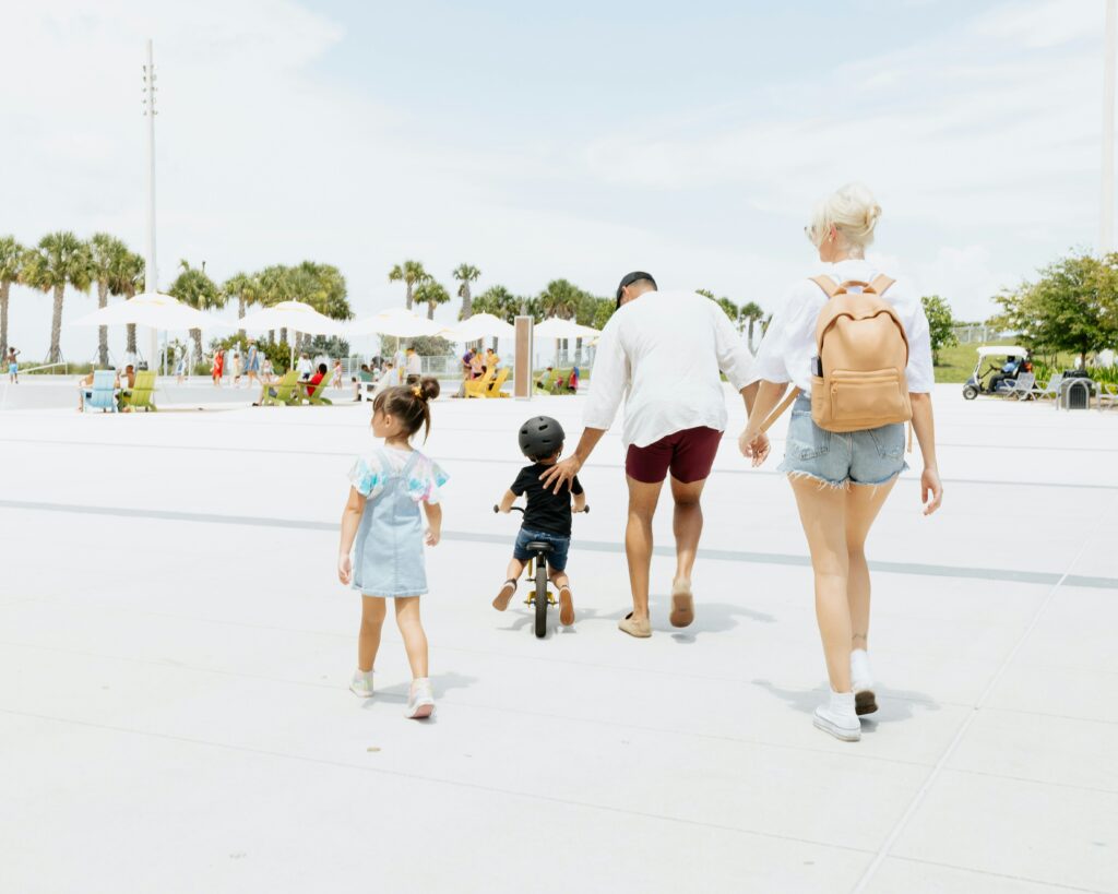 Family on holiday together exploring the local area