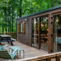 The new cabins at Davy Crockett ranch from the outside deck