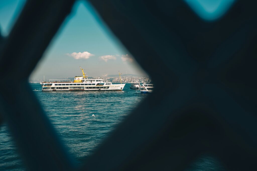 A small cruise ship on the Mediterranean sea