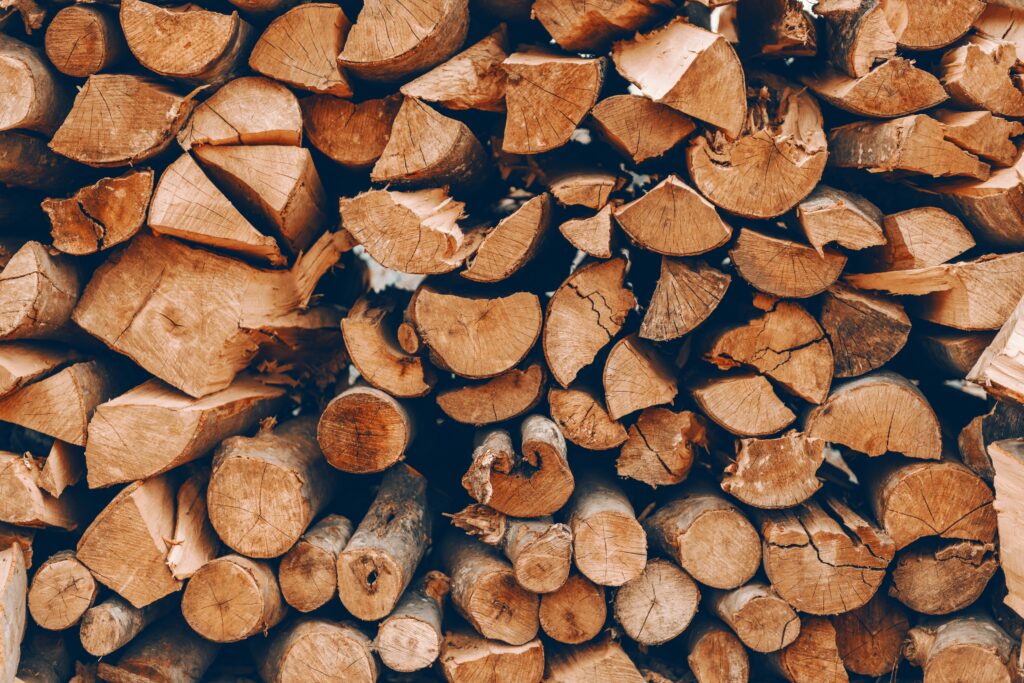 Firewood chopped up and in a big pile