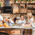 Family having breakfast together