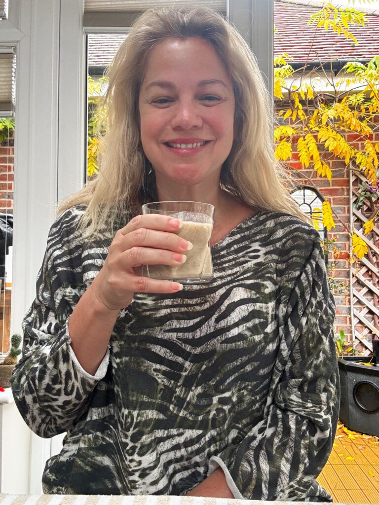 Woman drinking protein powder drink