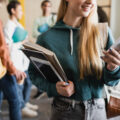 Girl in higher education in the corridors of the college