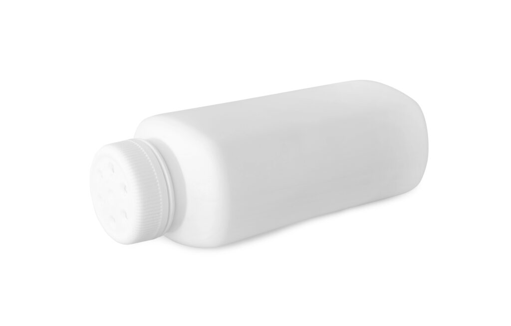 plain white bottle for baby product on white background to represent child safe packaging