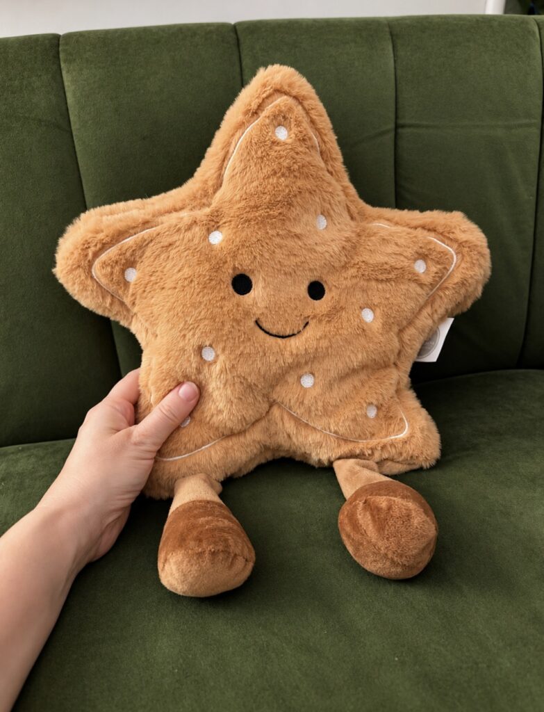 Cute star plushie on a green sofa